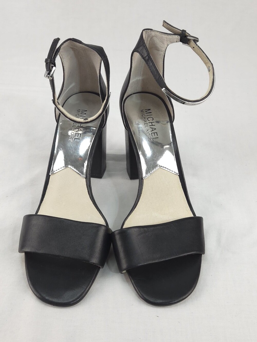 MICHAEL Michael Kors Black Ankle-Strap Block Heel Sandals
